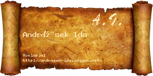 Andrásek Ida névjegykártya